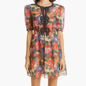 SALONI Women’s Jamie Short Dress, Dianthus/Bow, Floral, Size 14​